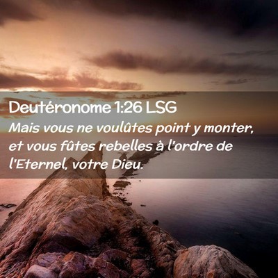 Picture 02 - Deutéronome 1:26 LSG - Mais vous ne voulûtes point y monter, et vous - Bible Verse Picture