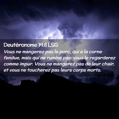 Picture 02 - Deutéronome 14:8 LSG - Vous ne mangerez pas le porc, qui a la corne - Bible Verse Picture