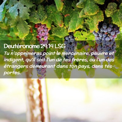 Picture 02 - Deutéronome 24:14 LSG - Tu n'opprimeras point le mercenaire, pauvre et - Bible Verse Picture