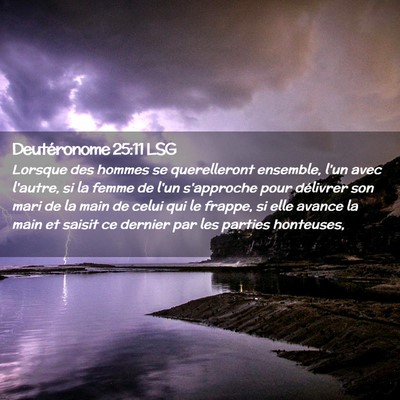 Picture 02 - Deutéronome 25:11 LSG - Lorsque des hommes se querelleront ensemble, l'un - Bible Verse Picture