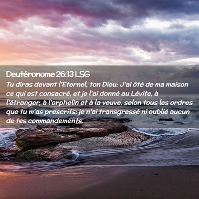 Picture 02 - Deutéronome 26:13 LSG - Tu diras devant l'Eternel, ton Dieu: J'ai ôté - Bible Verse Picture