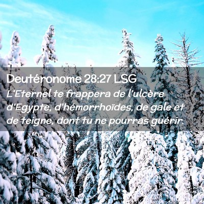 Picture 02 - Deutéronome 28:27 LSG - L'Eternel te frappera de l'ulcère d'Egypte, - Bible Verse Picture