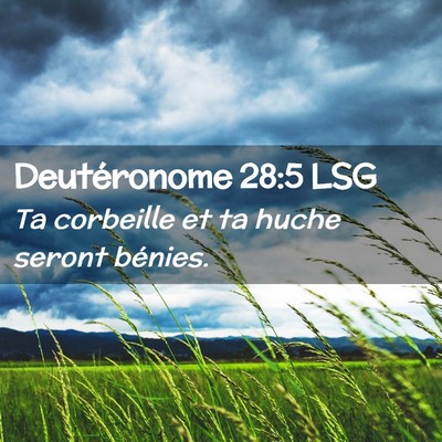 Picture 02 - Deutéronome 28:5 LSG - Ta corbeille et ta huche seront - Bible Verse Picture