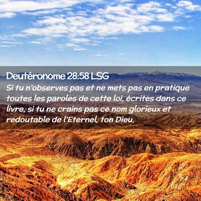Picture 02 - Deutéronome 28:58 LSG - Si tu n'observes pas et ne mets pas en pratique - Bible Verse Picture