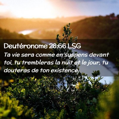 Picture 02 - Deutéronome 28:66 LSG - Ta vie sera comme en suspens devant toi, tu - Bible Verse Picture