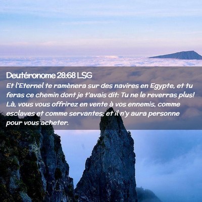 Picture 02 - Deutéronome 28:68 LSG - Et l'Eternel te ramènera sur des navires en - Bible Verse Picture