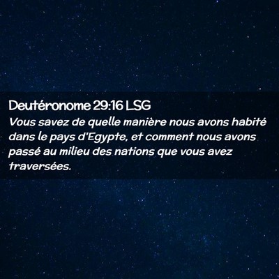 Picture 02 - Deutéronome 29:16 LSG - Vous savez de quelle manière nous avons habité - Bible Verse Picture