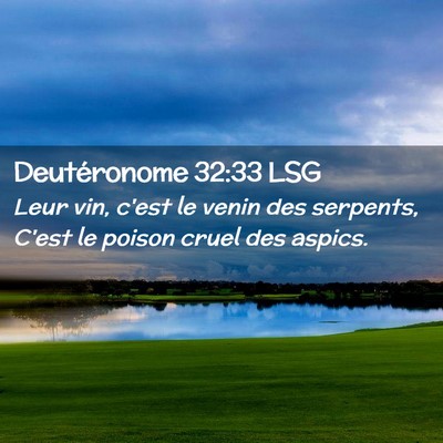 Picture 02 - Deutéronome 32:33 LSG - Leur vin, c'est le venin des serpents, C'est le - Bible Verse Picture