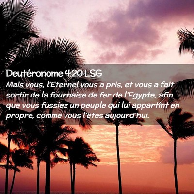 Picture 02 - Deutéronome 4:20 LSG - Mais vous, l'Eternel vous a pris, et vous a fait - Bible Verse Picture