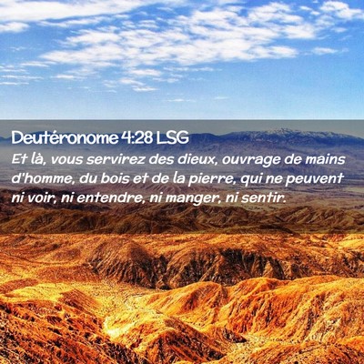 Picture 02 - Deutéronome 4:28 LSG - Et là, vous servirez des dieux, ouvrage de mains - Bible Verse Picture