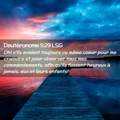 Picture 02 - Deutéronome 5:29 LSG - Oh! s'ils avaient toujours ce même coeur pour me - Bible Verse Picture