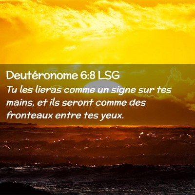 Picture 02 - Deutéronome 6:8 LSG - Tu les lieras comme un signe sur tes mains, et - Bible Verse Picture