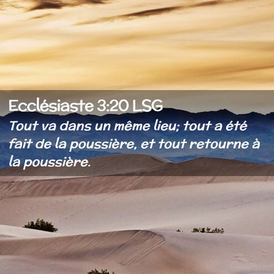 Picture 02 - Ecclésiaste 3:20 LSG - Tout va dans un même lieu; tout a été fait de - Bible Verse Picture