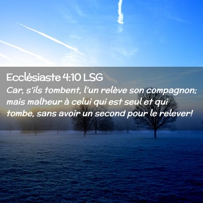 Picture 02 - Ecclésiaste 4:10 LSG - Car, s'ils tombent, l'un relève son compagnon; - Bible Verse Picture