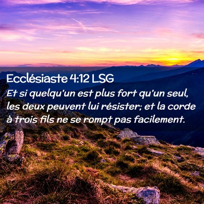 Picture 02 - Ecclésiaste 4:12 LSG - Et si quelqu'un est plus fort qu'un seul, les - Bible Verse Picture