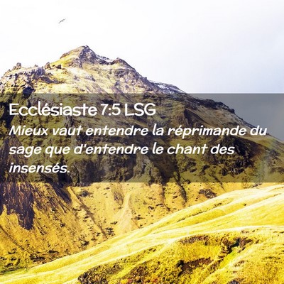 Picture 02 - Ecclésiaste 7:5 LSG - Mieux vaut entendre la réprimande du sage que - Bible Verse Picture