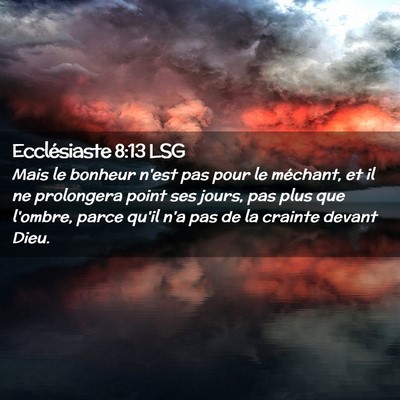 Picture 02 - Ecclésiaste 8:13 LSG - Mais le bonheur n'est pas pour le méchant, et il - Bible Verse Picture
