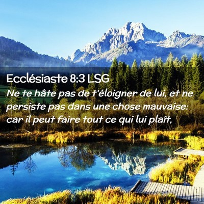 Picture 02 - Ecclésiaste 8:3 LSG - Ne te hâte pas de t'éloigner de lui, et ne - Bible Verse Picture