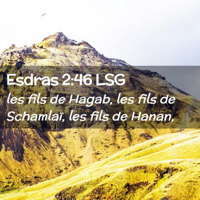 Picture 02 - Esdras 2:46 LSG - les fils de Hagab, les fils de Schamlaï, les - Bible Verse Picture
