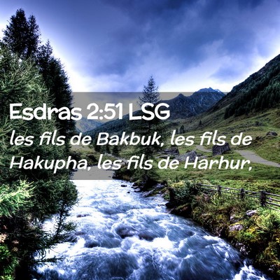 Picture 02 - Esdras 2:51 LSG - les fils de Bakbuk, les fils de Hakupha, les fils - Bible Verse Picture