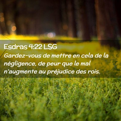 Picture 02 - Esdras 4:22 LSG - Gardez-vous de mettre en cela de la négligence, - Bible Verse Picture