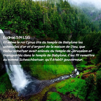 Picture 02 - Esdras 5:14 LSG - Et même le roi Cyrus ôta du temple de Babylone - Bible Verse Picture
