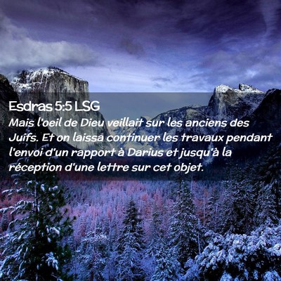 Picture 02 - Esdras 5:5 LSG - Mais l'oeil de Dieu veillait sur les anciens des - Bible Verse Picture