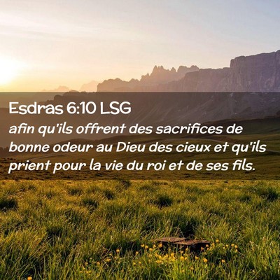 Picture 02 - Esdras 6:10 LSG - afin qu'ils offrent des sacrifices de bonne odeur - Bible Verse Picture