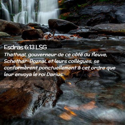 Picture 02 - Esdras 6:13 LSG - Thathnaï, gouverneur de ce côté du fleuve, - Bible Verse Picture