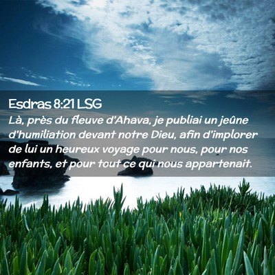 Picture 02 - Esdras 8:21 LSG - Là, près du fleuve d'Ahava, je publiai un - Bible Verse Picture