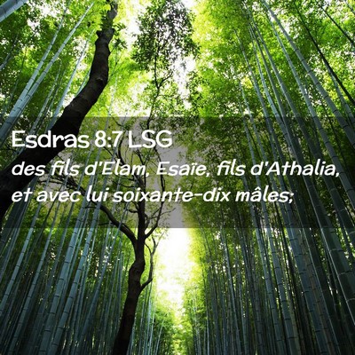 Picture 02 - Esdras 8:7 LSG - des fils d'Elam, Esaïe, fils d'Athalia, et avec - Bible Verse Picture