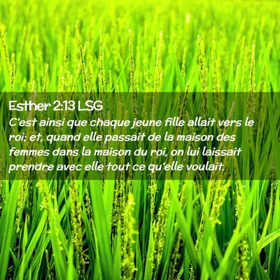 Picture 02 - Esther 2:13 LSG - C'est ainsi que chaque jeune fille allait vers le - Bible Verse Picture
