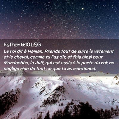 Picture 02 - Esther 6:10 LSG - Le roi dit à Haman: Prends tout de suite le - Bible Verse Picture