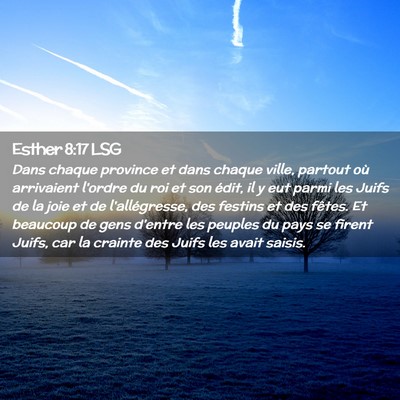 Picture 02 - Esther 8:17 LSG - Dans chaque province et dans chaque ville, - Bible Verse Picture