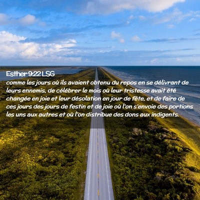 Picture 02 - Esther 9:22 LSG - comme les jours où ils avaient obtenu du repos - Bible Verse Picture