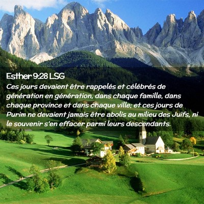 Picture 02 - Esther 9:28 LSG - Ces jours devaient être rappelés et célébrés - Bible Verse Picture
