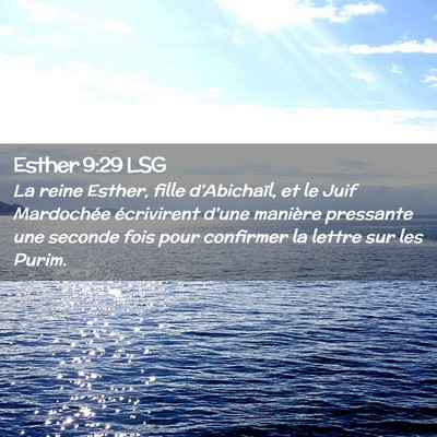 Picture 02 - Esther 9:29 LSG - La reine Esther, fille d'Abichaïl, et le Juif - Bible Verse Picture