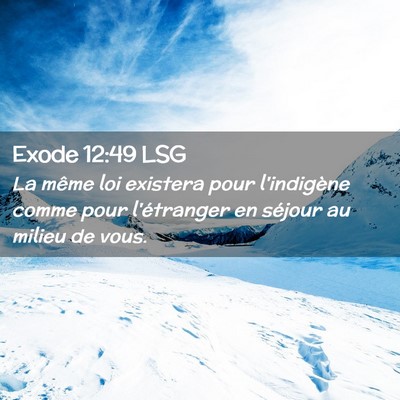 Picture 02 - Exode 12:49 LSG - La même loi existera pour l'indigène comme pour - Bible Verse Picture