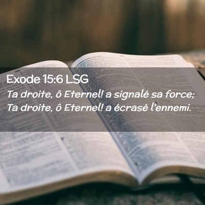 Picture 02 - Exode 15:6 LSG - Ta droite, ô Eternel! a signalé sa force; Ta - Bible Verse Picture