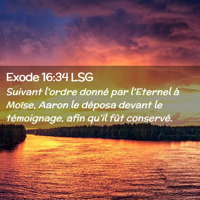 Picture 02 - Exode 16:34 LSG - Suivant l'ordre donné par l'Eternel à Moïse, - Bible Verse Picture