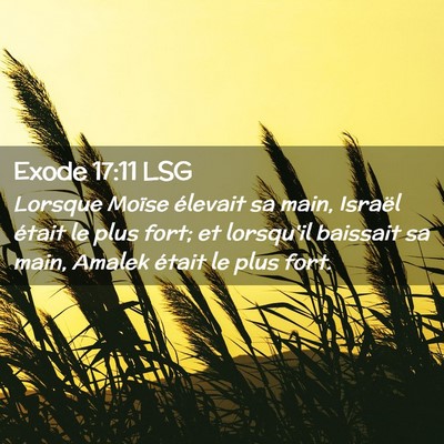 Picture 02 - Exode 17:11 LSG - Lorsque Moïse élevait sa main, Israël était - Bible Verse Picture