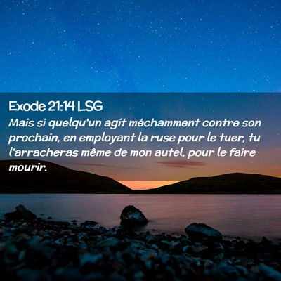 Picture 02 - Exode 21:14 LSG - Mais si quelqu'un agit méchamment contre son - Bible Verse Picture