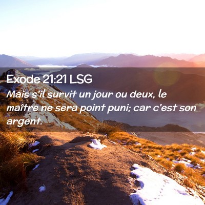 Picture 02 - Exode 21:21 LSG - Mais s'il survit un jour ou deux, le maître ne - Bible Verse Picture