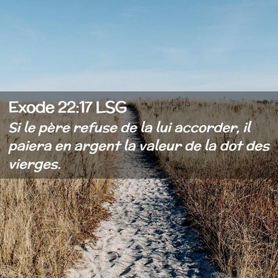Picture 02 - Exode 22:17 LSG - Si le père refuse de la lui accorder, il paiera - Bible Verse Picture