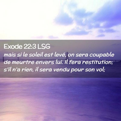 Picture 02 - Exode 22:3 LSG - mais si le soleil est levé, on sera coupable de - Bible Verse Picture