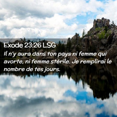 Picture 02 - Exode 23:26 LSG - Il n'y aura dans ton pays ni femme qui avorte, ni - Bible Verse Picture