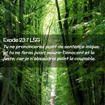 Picture 02 - Exode 23:7 LSG - Tu ne prononceras point de sentence inique, et tu - Bible Verse Picture