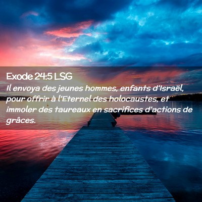 Picture 02 - Exode 24:5 LSG - Il envoya des jeunes hommes, enfants d'Israël, - Bible Verse Picture