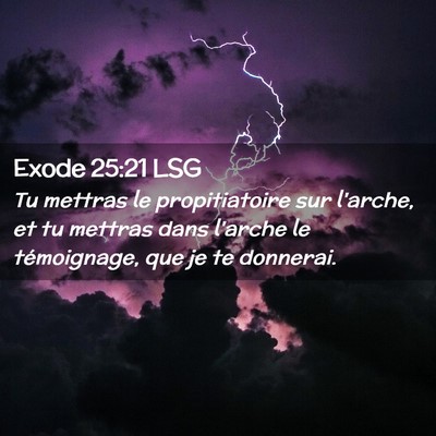 Picture 02 - Exode 25:21 LSG - Tu mettras le propitiatoire sur l'arche, et tu - Bible Verse Picture