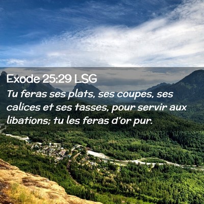 Picture 02 - Exode 25:29 LSG - Tu feras ses plats, ses coupes, ses calices et - Bible Verse Picture